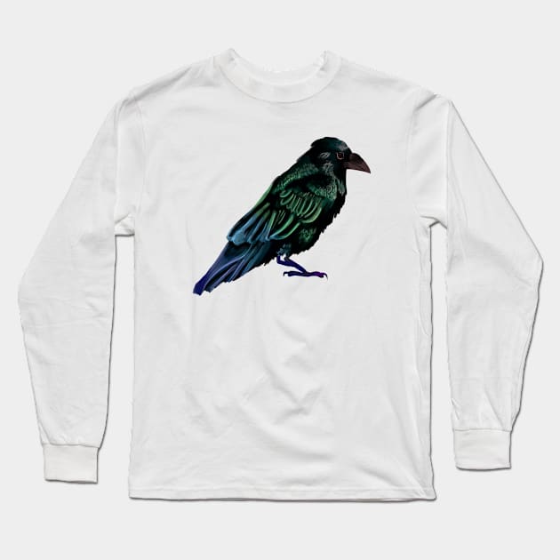 Rainbow Raven Long Sleeve T-Shirt by Blacklightco